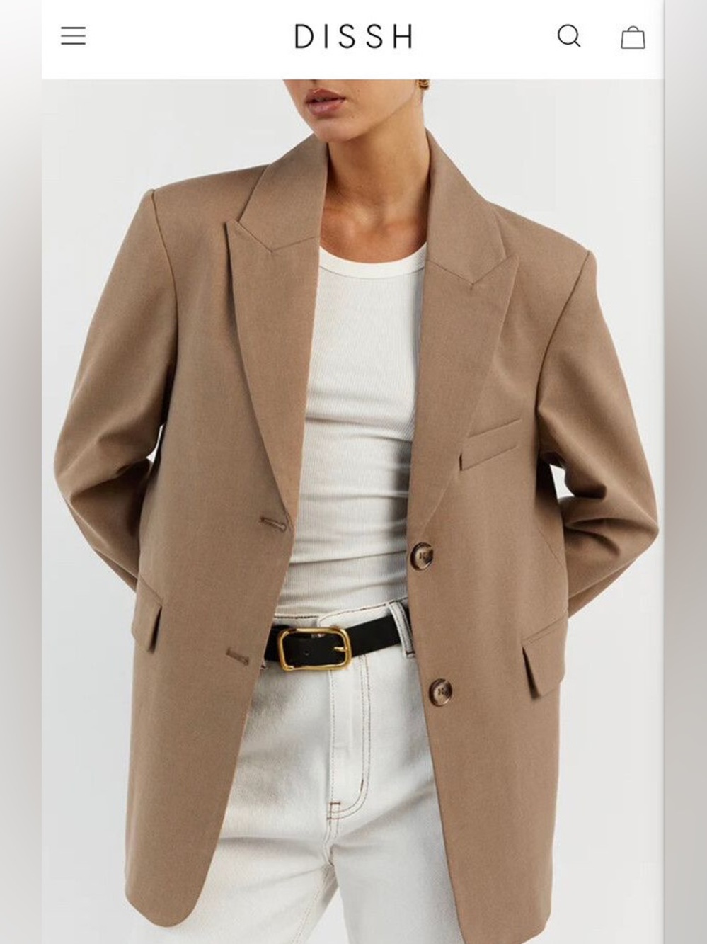 DISSH SIZE 4 Harley oversized boyfriend blazer in latte brown